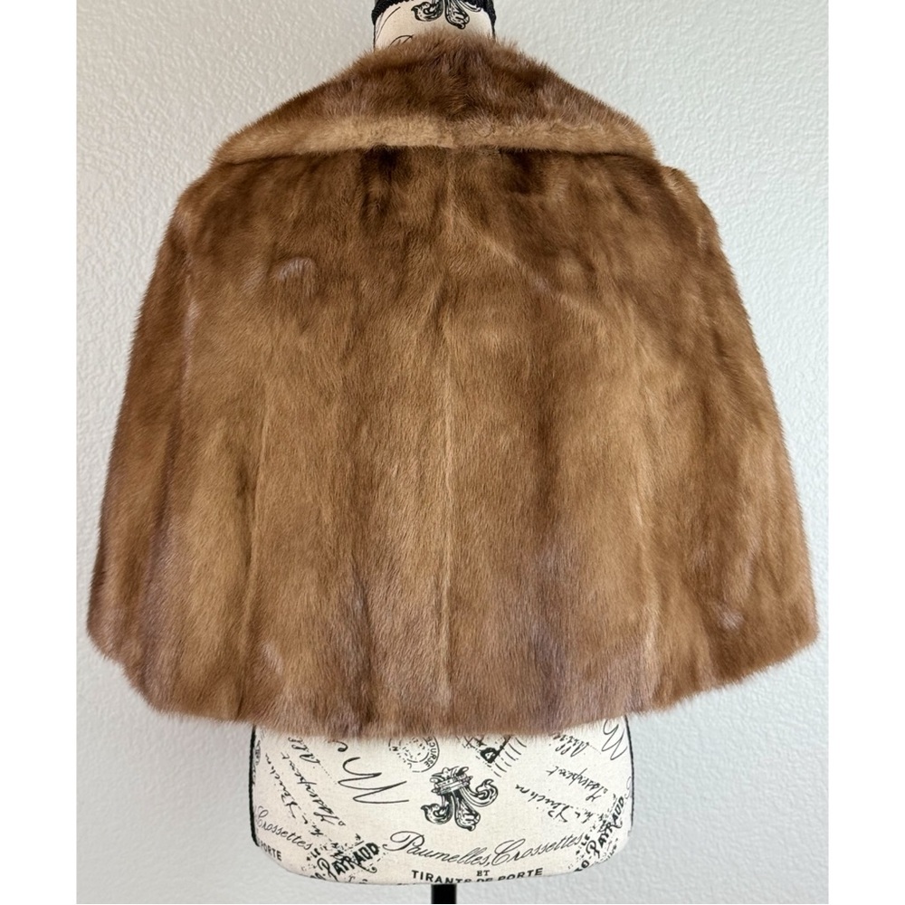 Vintagr Fur Morton’s 40s 50s 60s Luxury Brown Silky Lining Cape Jacket OS - Picture 6 of 12